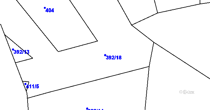 Parcela st. 392/18 v KÚ Čkyně, Katastrální mapa