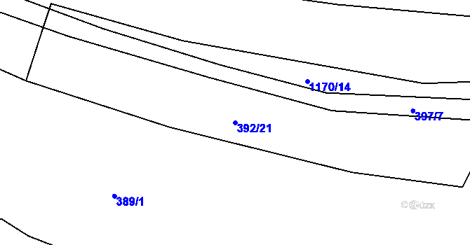 Parcela st. 392/21 v KÚ Čkyně, Katastrální mapa