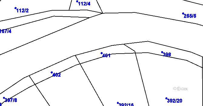 Parcela st. 401 v KÚ Čkyně, Katastrální mapa
