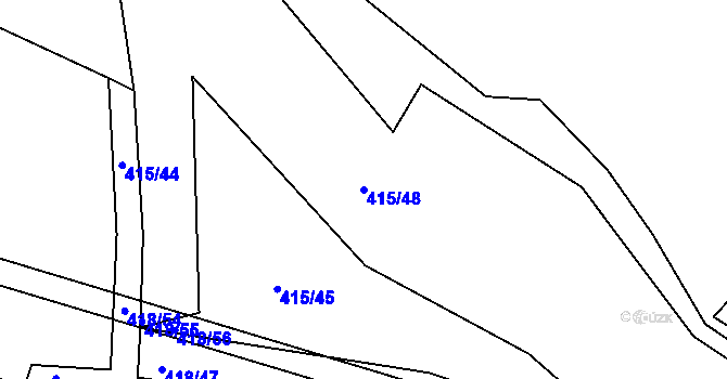 Parcela st. 415/48 v KÚ Čkyně, Katastrální mapa