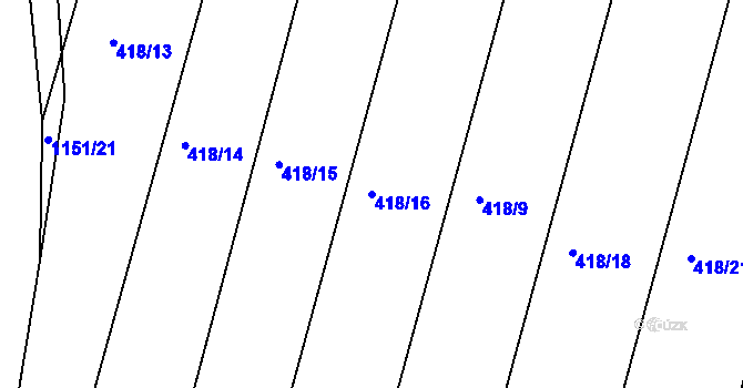Parcela st. 418/16 v KÚ Čkyně, Katastrální mapa