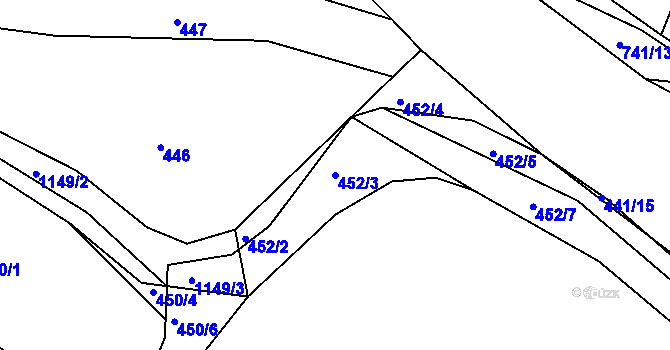 Parcela st. 452/3 v KÚ Čkyně, Katastrální mapa