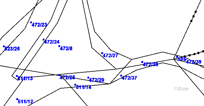 Parcela st. 472/27 v KÚ Čkyně, Katastrální mapa