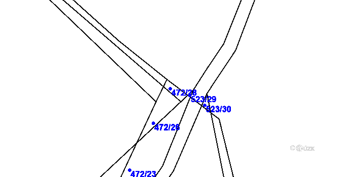 Parcela st. 472/28 v KÚ Čkyně, Katastrální mapa