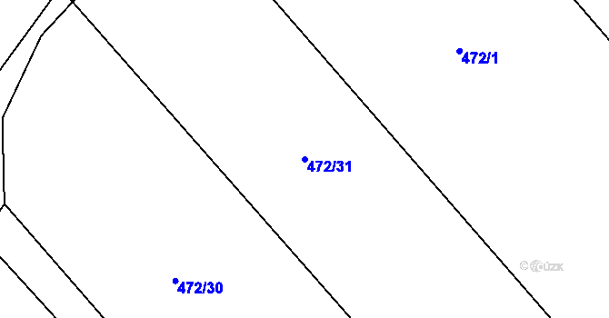 Parcela st. 472/31 v KÚ Čkyně, Katastrální mapa