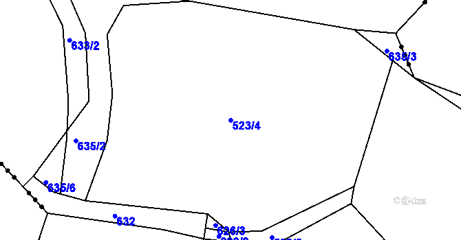 Parcela st. 523/4 v KÚ Čkyně, Katastrální mapa