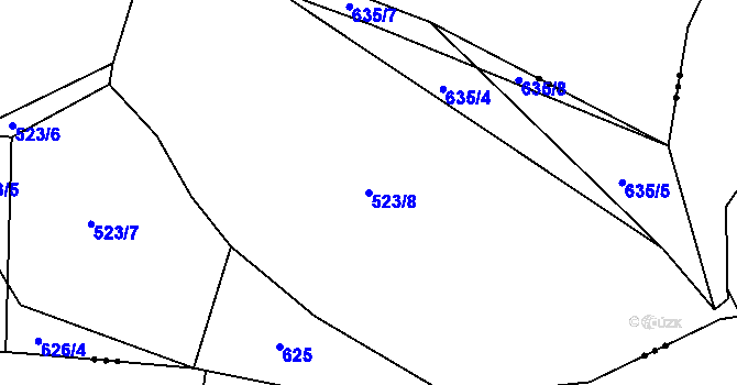 Parcela st. 523/8 v KÚ Čkyně, Katastrální mapa
