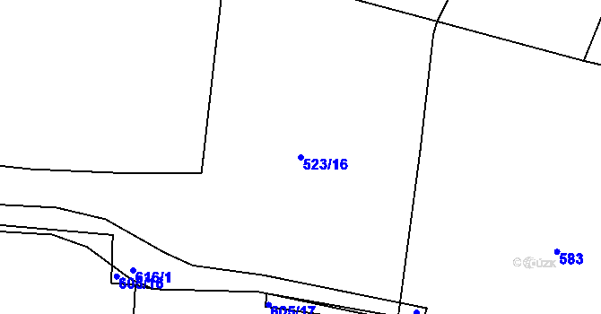 Parcela st. 523/16 v KÚ Čkyně, Katastrální mapa