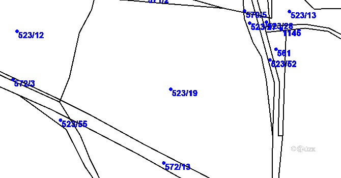 Parcela st. 523/19 v KÚ Čkyně, Katastrální mapa