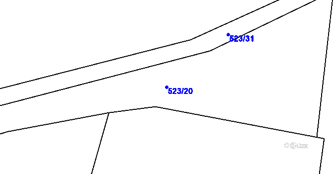 Parcela st. 523/20 v KÚ Čkyně, Katastrální mapa
