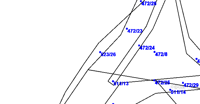 Parcela st. 523/26 v KÚ Čkyně, Katastrální mapa