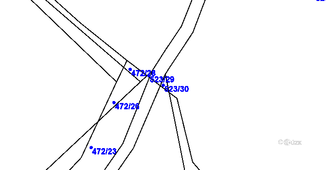 Parcela st. 523/30 v KÚ Čkyně, Katastrální mapa