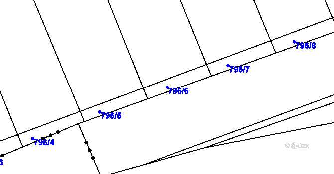 Parcela st. 796/6 v KÚ Čkyně, Katastrální mapa