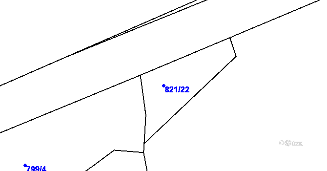 Parcela st. 821/22 v KÚ Čkyně, Katastrální mapa