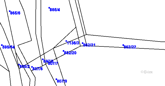 Parcela st. 862/21 v KÚ Čkyně, Katastrální mapa