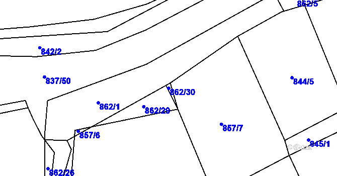 Parcela st. 862/30 v KÚ Čkyně, Katastrální mapa