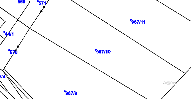Parcela st. 967/10 v KÚ Čkyně, Katastrální mapa