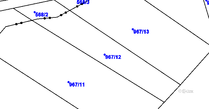Parcela st. 967/12 v KÚ Čkyně, Katastrální mapa