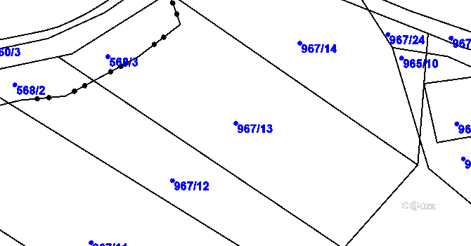 Parcela st. 967/13 v KÚ Čkyně, Katastrální mapa