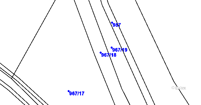 Parcela st. 967/18 v KÚ Čkyně, Katastrální mapa