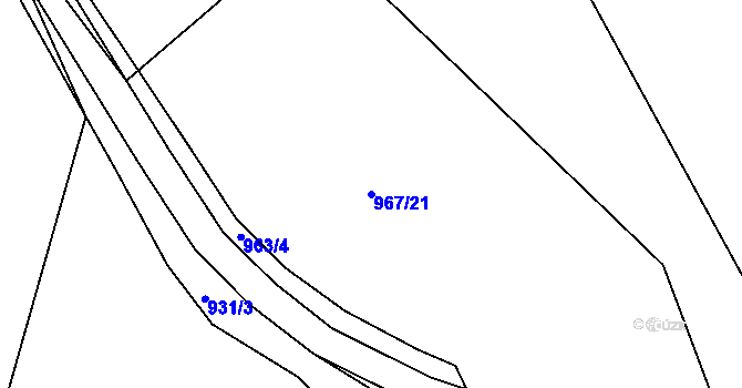 Parcela st. 967/21 v KÚ Čkyně, Katastrální mapa