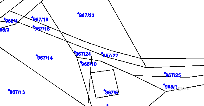 Parcela st. 967/22 v KÚ Čkyně, Katastrální mapa