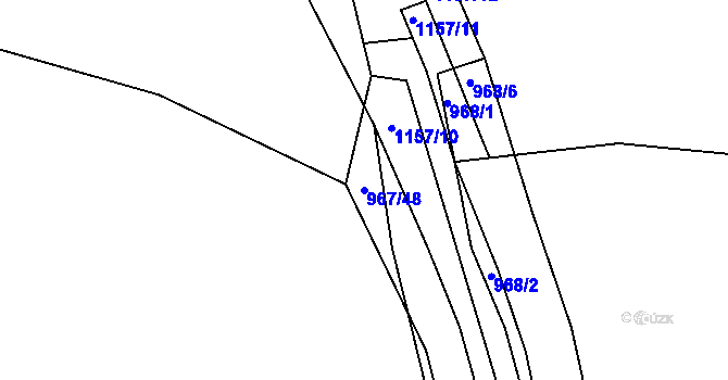 Parcela st. 967/48 v KÚ Čkyně, Katastrální mapa
