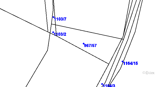 Parcela st. 967/57 v KÚ Čkyně, Katastrální mapa