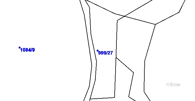Parcela st. 999/27 v KÚ Čkyně, Katastrální mapa