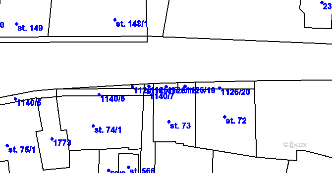 Parcela st. 1126/18 v KÚ Čkyně, Katastrální mapa