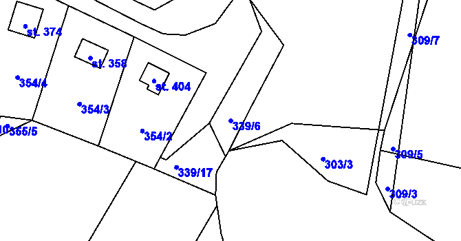 Parcela st. 339/6 v KÚ Čkyně, Katastrální mapa