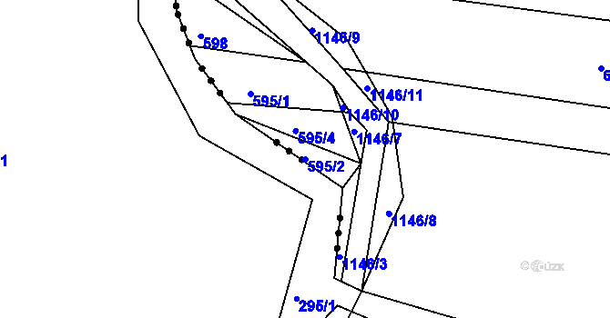 Parcela st. 595/2 v KÚ Čkyně, Katastrální mapa