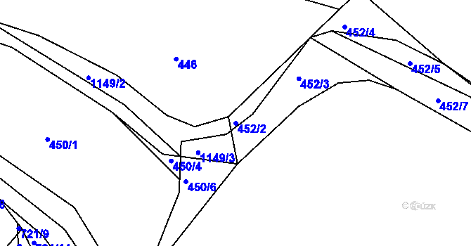 Parcela st. 452/2 v KÚ Čkyně, Katastrální mapa