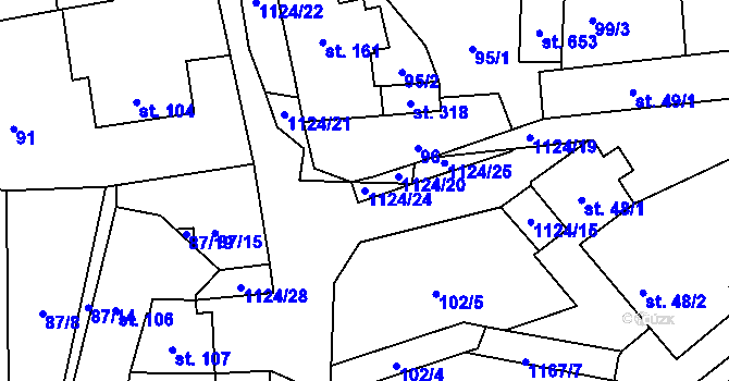 Parcela st. 1124/24 v KÚ Čkyně, Katastrální mapa