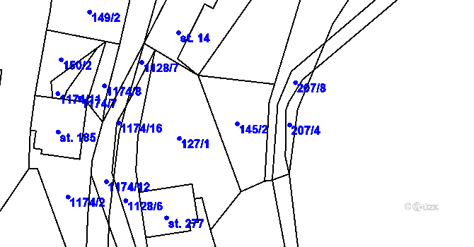 Parcela st. 145/2 v KÚ Čkyně, Katastrální mapa