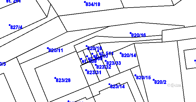 Parcela st. 511 v KÚ Čkyně, Katastrální mapa
