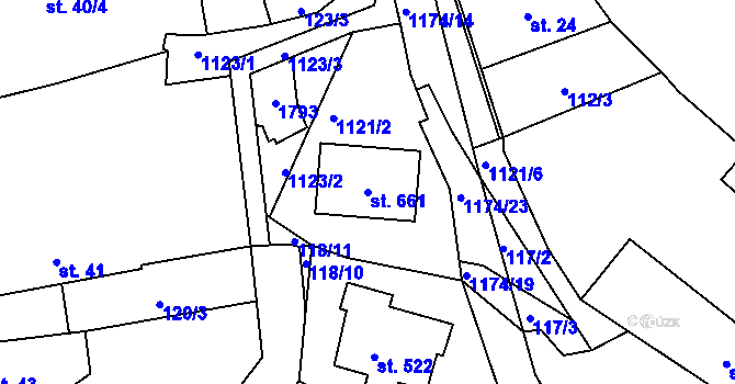 Parcela st. 661 v KÚ Čkyně, Katastrální mapa