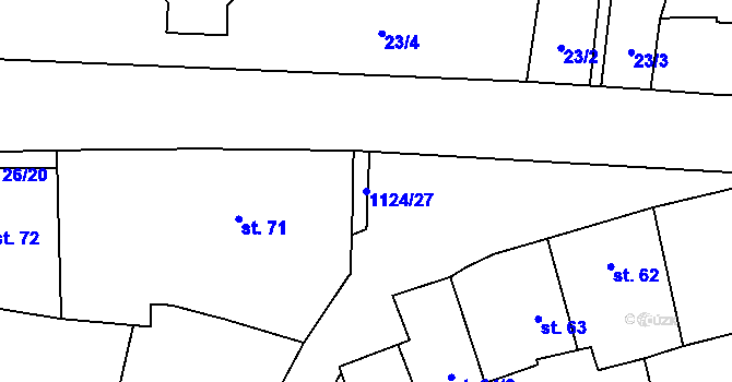 Parcela st. 1124/27 v KÚ Čkyně, Katastrální mapa