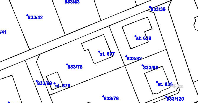Parcela st. 677 v KÚ Čkyně, Katastrální mapa