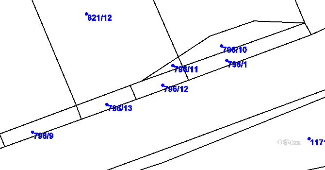 Parcela st. 796/12 v KÚ Čkyně, Katastrální mapa