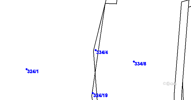 Parcela st. 334/4 v KÚ Dolany u Čkyně, Katastrální mapa