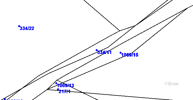 Parcela st. 334/11 v KÚ Dolany u Čkyně, Katastrální mapa