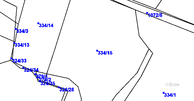 Parcela st. 334/15 v KÚ Dolany u Čkyně, Katastrální mapa