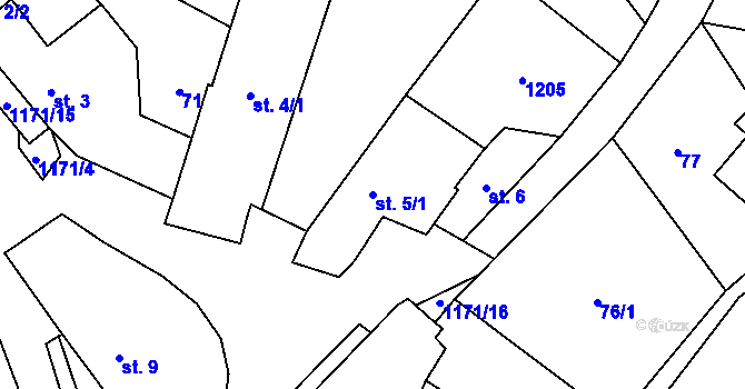 Parcela st. 5/1 v KÚ Horosedly u Čkyně, Katastrální mapa
