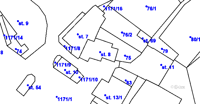 Parcela st. 8 v KÚ Horosedly u Čkyně, Katastrální mapa
