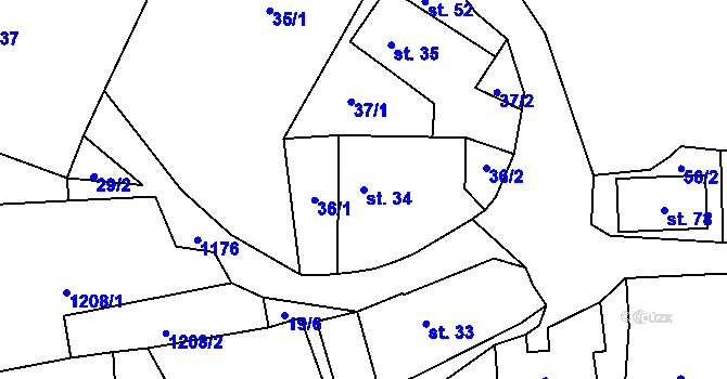 Parcela st. 34 v KÚ Horosedly u Čkyně, Katastrální mapa