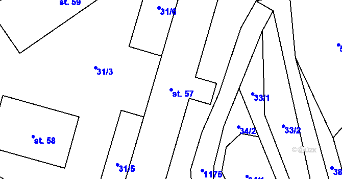 Parcela st. 57 v KÚ Horosedly u Čkyně, Katastrální mapa