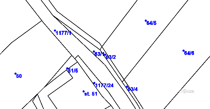 Parcela st. 63/2 v KÚ Horosedly u Čkyně, Katastrální mapa