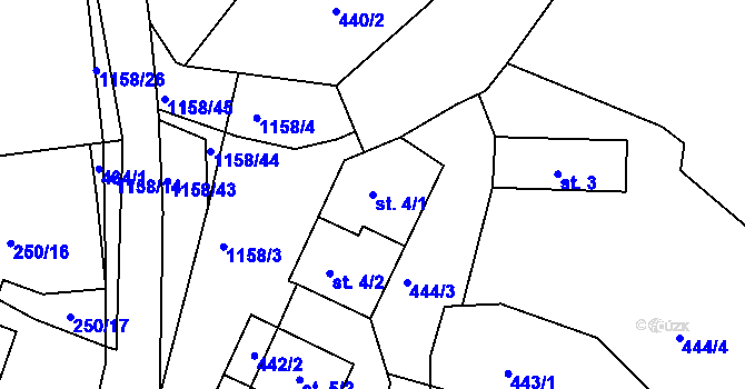 Parcela st. 4/1 v KÚ Lčovice, Katastrální mapa