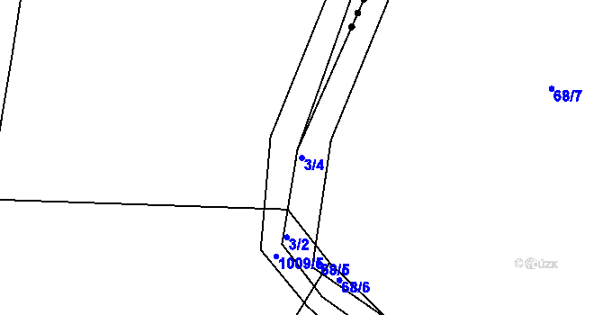 Parcela st. 3/4 v KÚ Lčovice, Katastrální mapa
